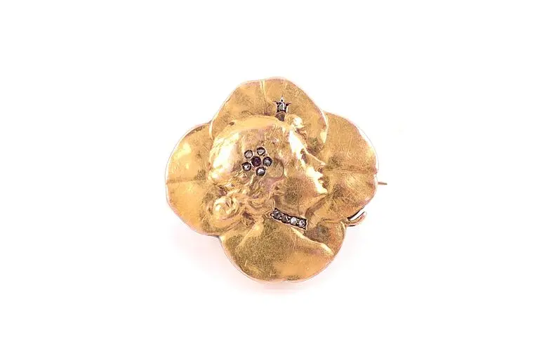 Antike Brosche Damenportrait