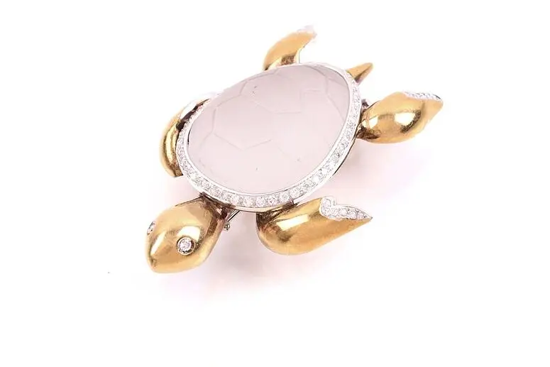 Goldbrosche Schildkröte Brillanten