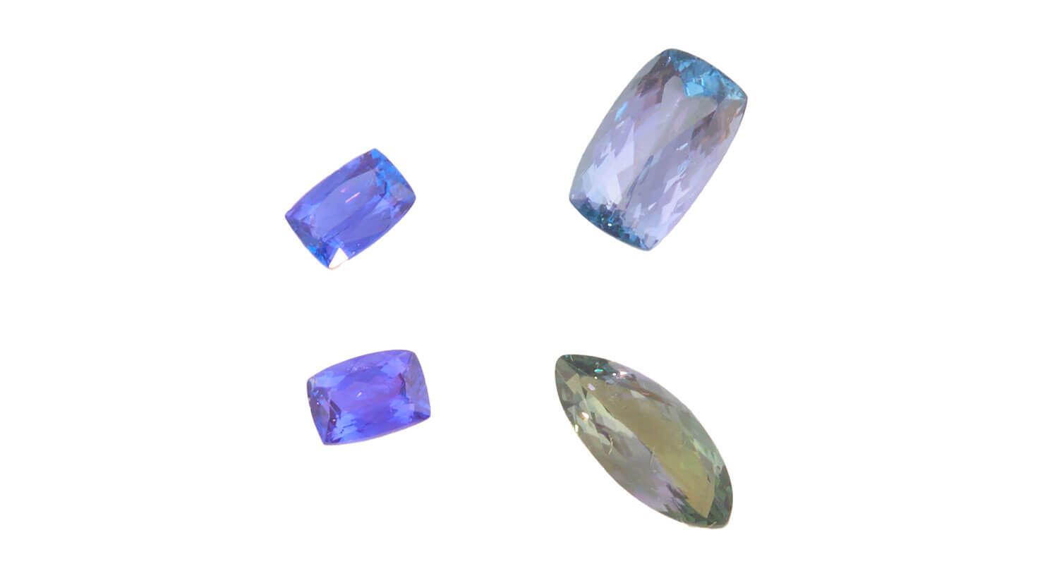 Tansanite in verschieden Farben
