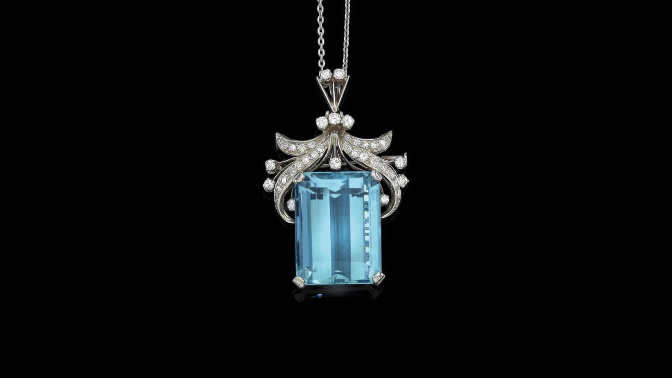 Aquamarin Collier mit Diamanten