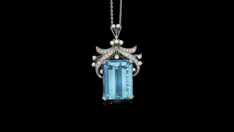Aquamarin Collier mit Diamanten