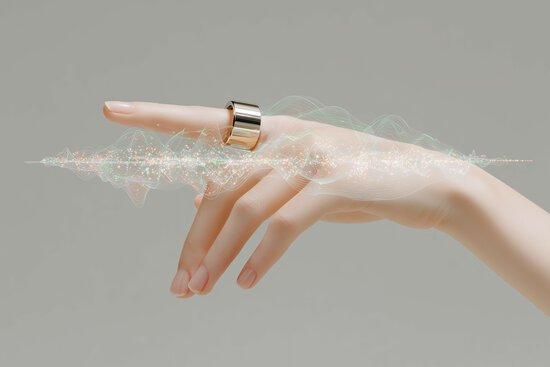 Smart-Ringe: ausgestreckter Zeigefinger einer Hand mit Smart Ring