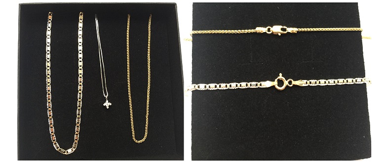 Drei Ketten um ein Etuipolster gewickelt