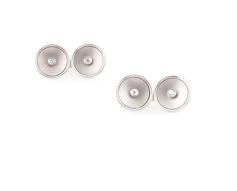 7-9/7-8 Altschliffdiamant Manschettenknöpfe Weißgold 585, 12,4 gøg12